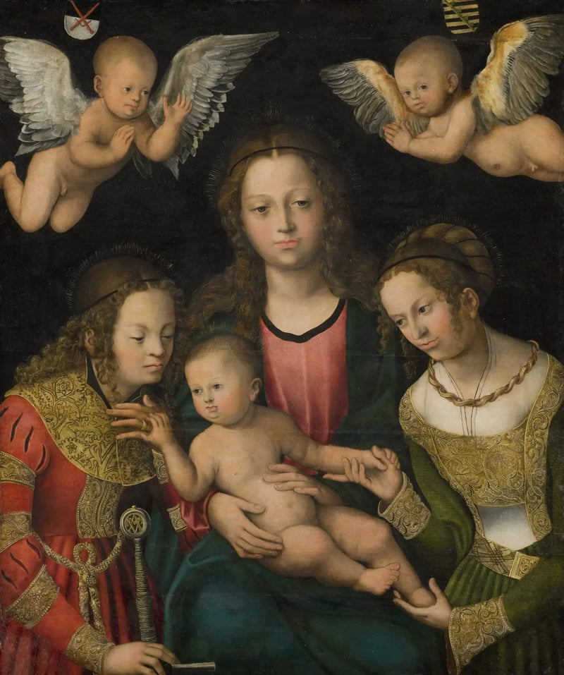 Neitsyt Jeesuksen kanssa, pyhät Katariina ja Barbara - Lucas Cranach vanhempi