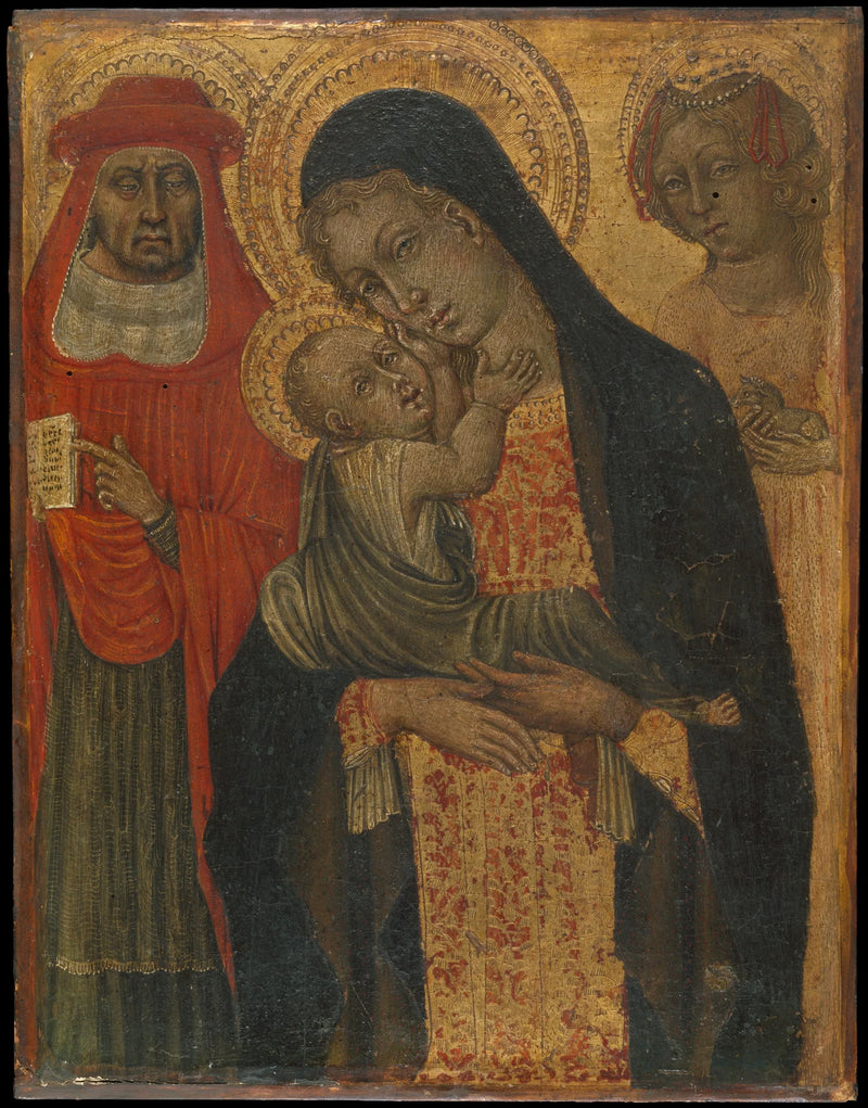 Neitsyt ja lapsi pyhimyksillä Jérôme ja Agnes - Giovanni di Paolo