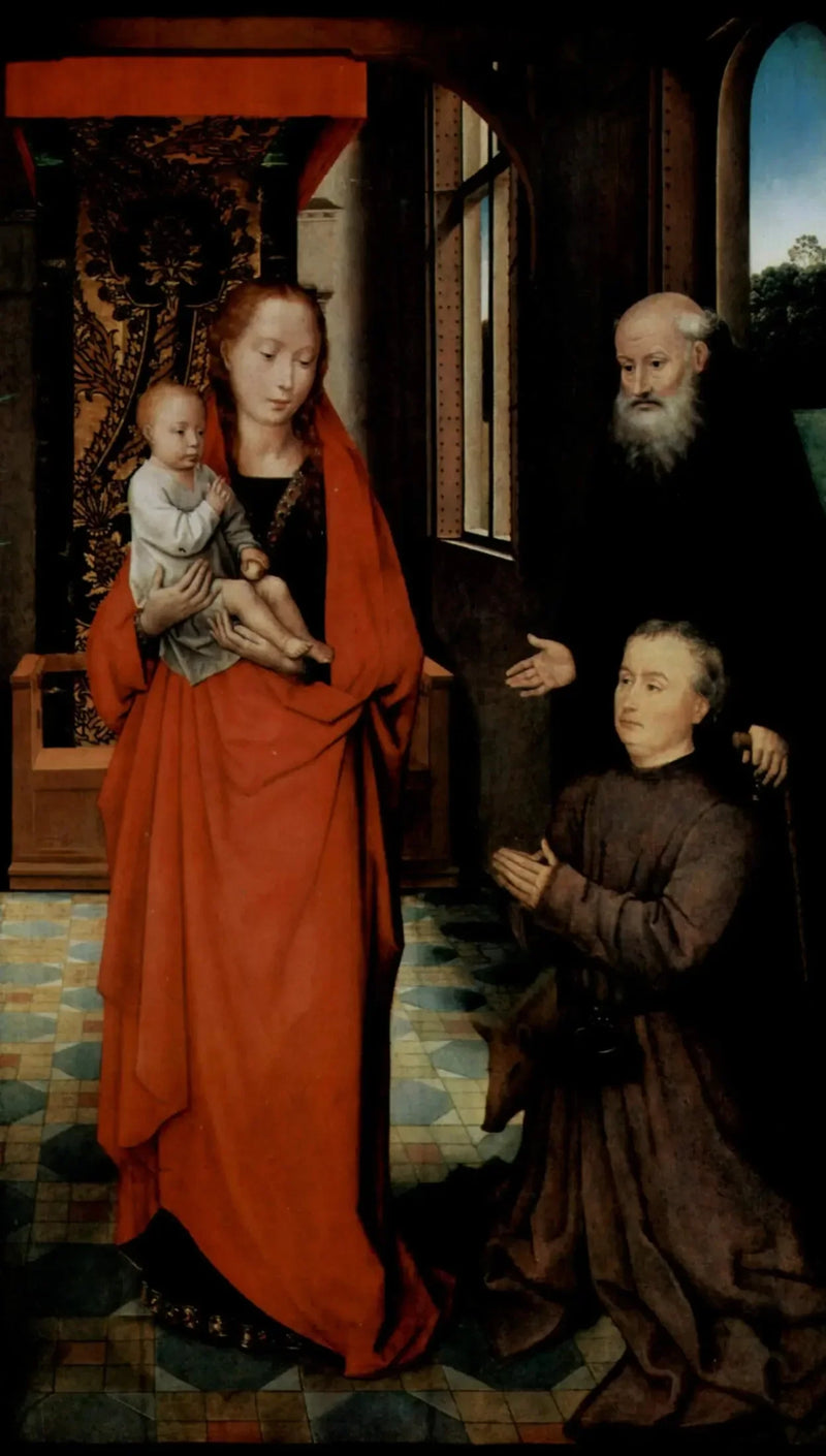 Neitsyt-lapsi ja pyhä Antonius sekä lahjoittaja - Hans Memling