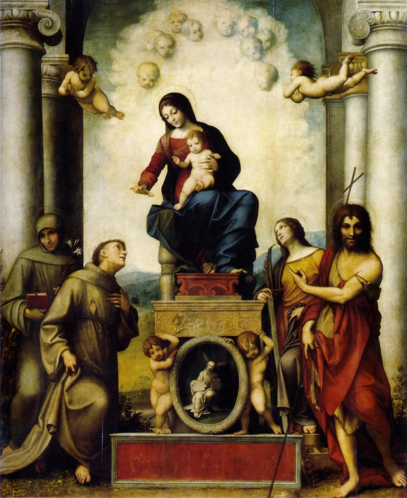 Neitsyt ja lapsi pyhimys Franciscuksen kanssa - Antonio da Correggio