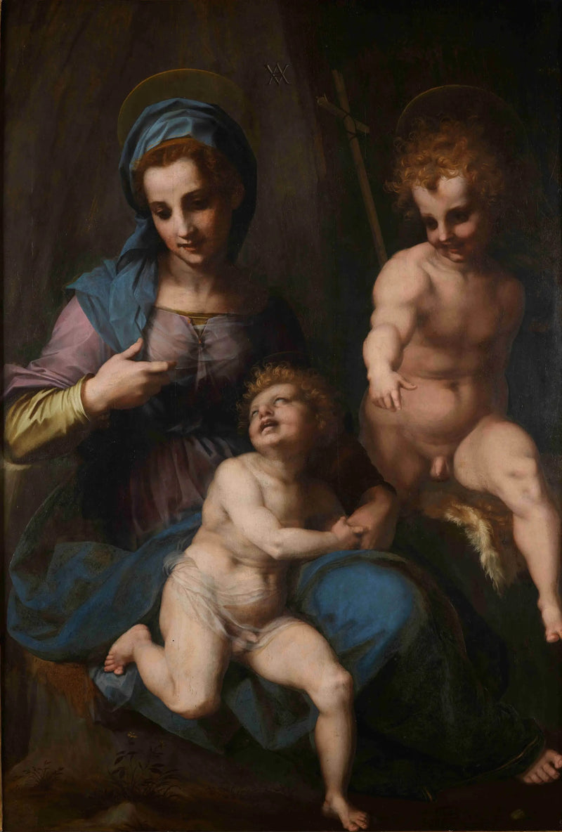 Neitsyt Jeesus-lapsen kanssa, pyhä Johannes Kastaja lapsena - Andrea del Sarto