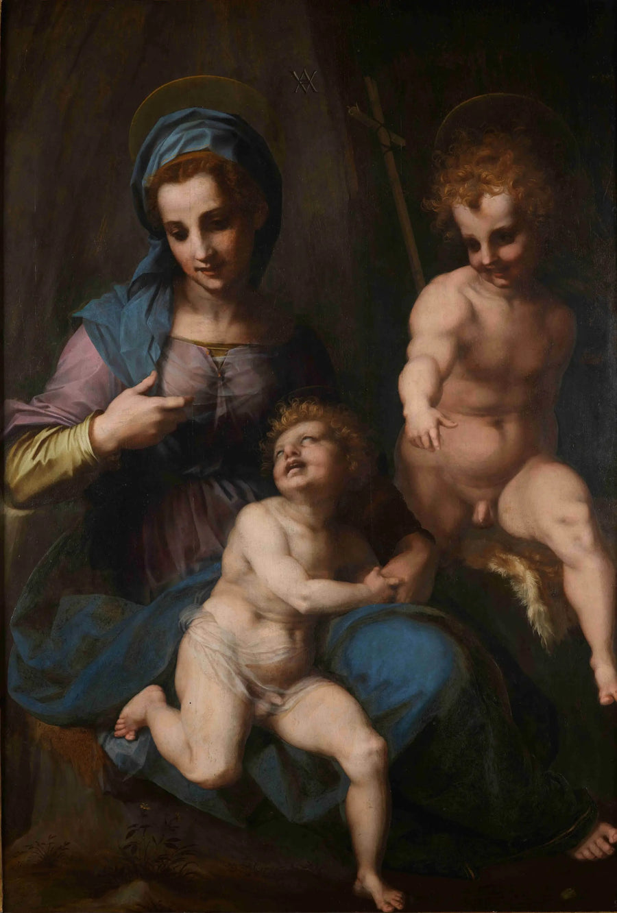 Neitsyt Jeesus-lapsen kanssa, pyhä Johannes Kastaja lapsena - Andrea del Sarto