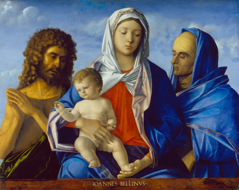 Neitsyt Jeesus-lapsen kanssa, Johannes Kastajan ja Elisabetin kanssa - Giovanni Bellini
