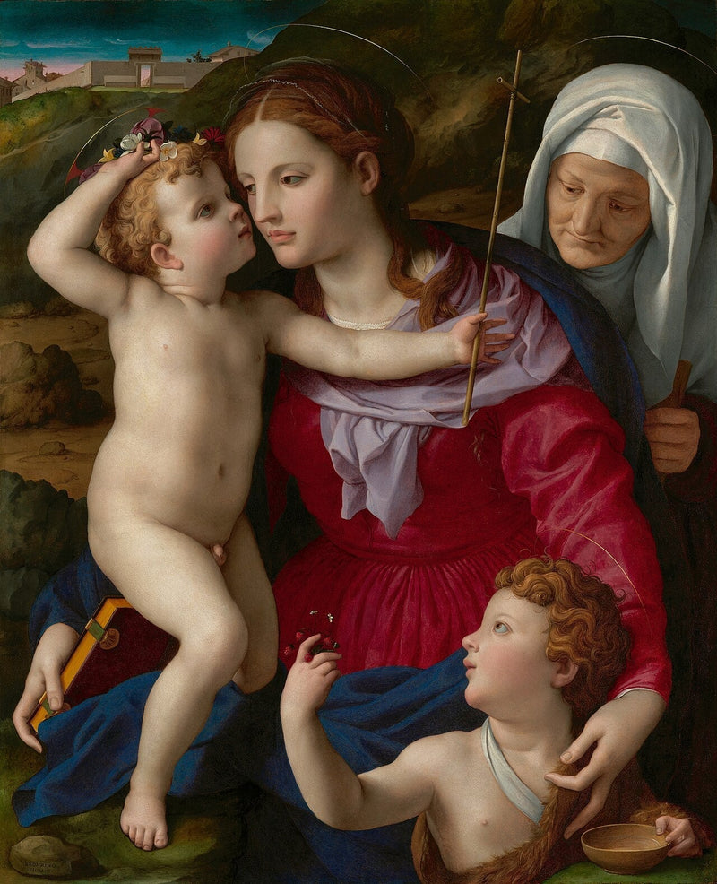 Neitsyt Jeesus-lapsen kanssa, pyhä Elisabeth ja pyhä Johannes Kastaja - Bronzino
