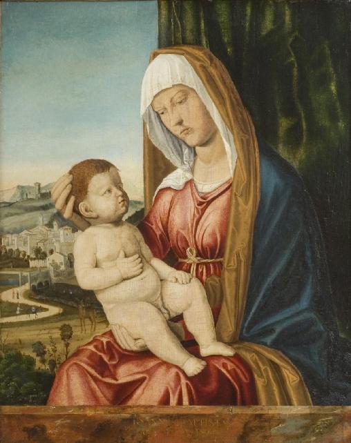 Neitsyt ja lapsi maisemaa vasten - Cima da Conegliano