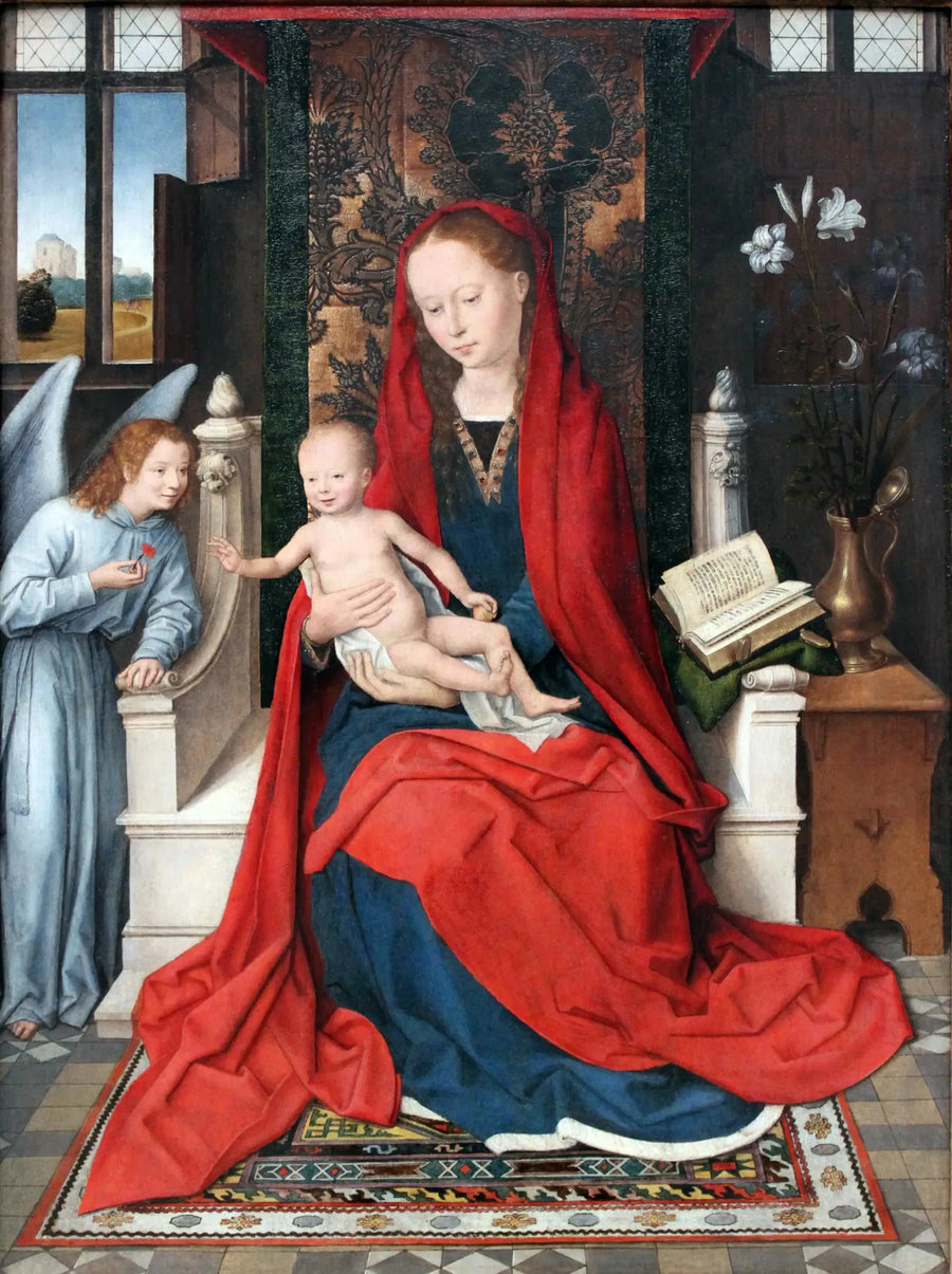 Neitsyt ja lapsi valtaistuimella enkelin kanssa - Hans Memling