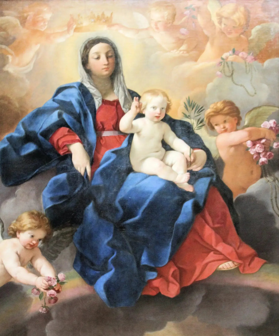 Neitsyt lapsen kanssa enkelien ympäröimänä - Guido Reni