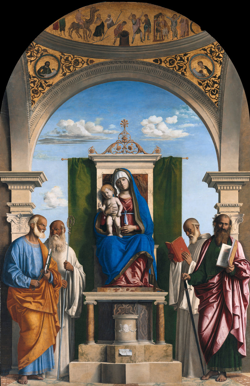 Neitsyt Jeesus-lapsen kanssa, ympäröity pyhillä - Cima da Conegliano