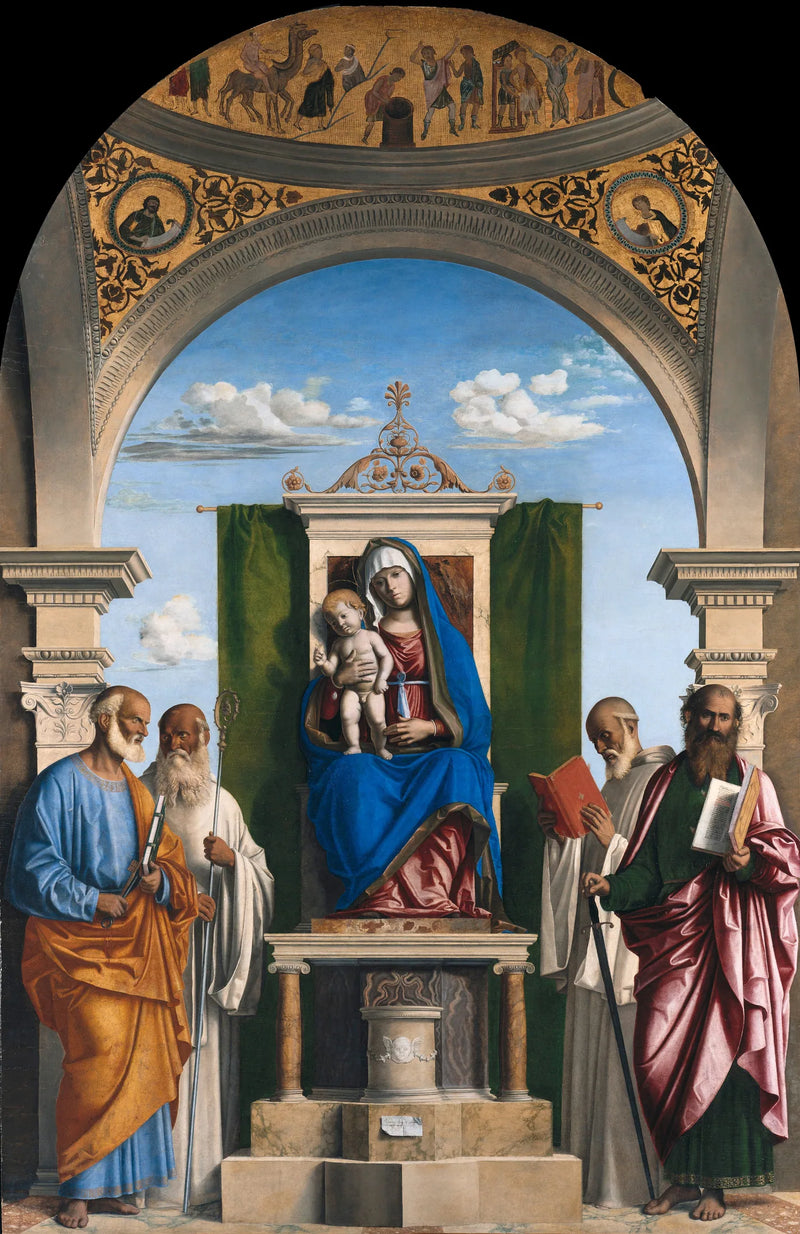 Neitsyt Jeesus-lapsen kanssa, ympäröity pyhillä - Cima da Conegliano