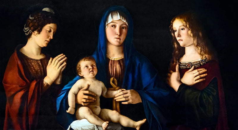 Neitsyt Jeesus-lapsen kanssa, pyhien Catherine ja Magdalenan välissä - Giovanni Bellini