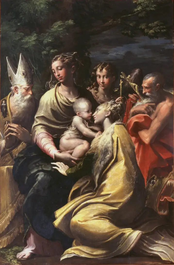 Neitsyt Jeesus-lapsen ja pyhimysten kanssa - Parmigianino
