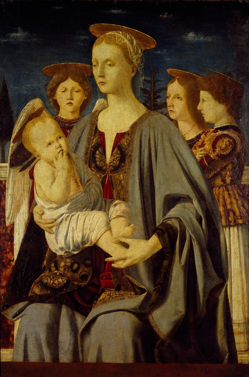 Neitsyt ja lapsi sekä kolme enkeliä - Piero della Francesca