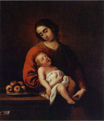 Vauva Jeesus-lapsen kanssa nukkuva - Francisco de Zurbarán