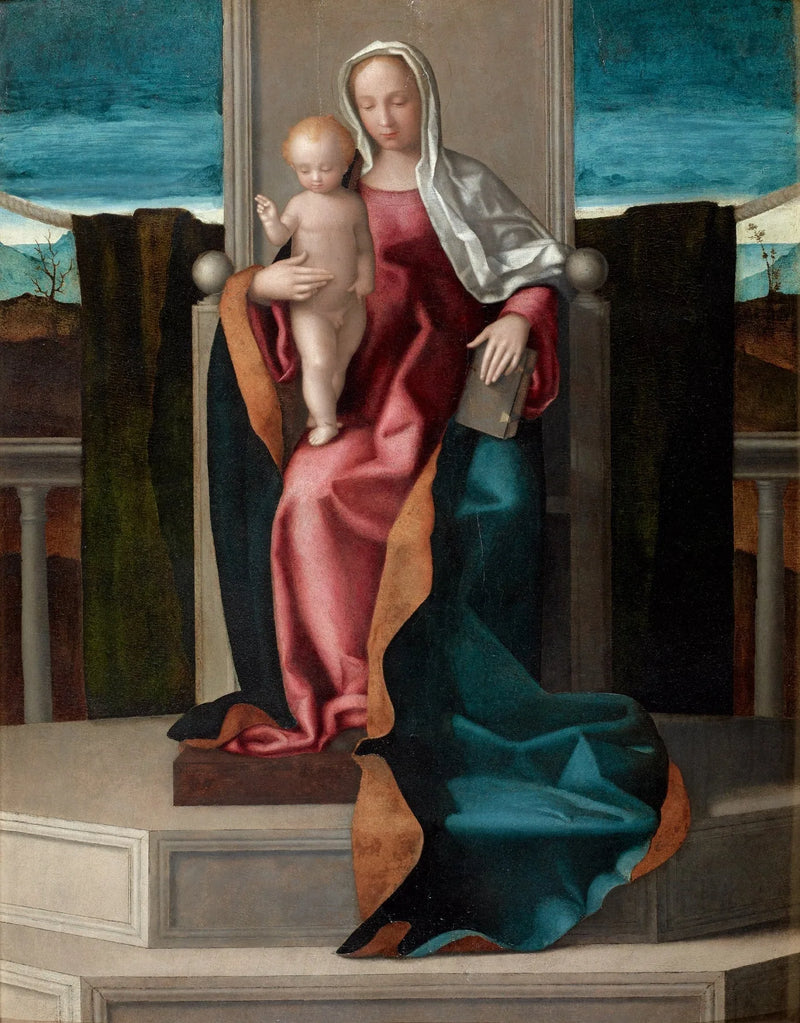 Neitsyt ja lapsi istuessaan valtaistuimella - Giovanni Bellini
