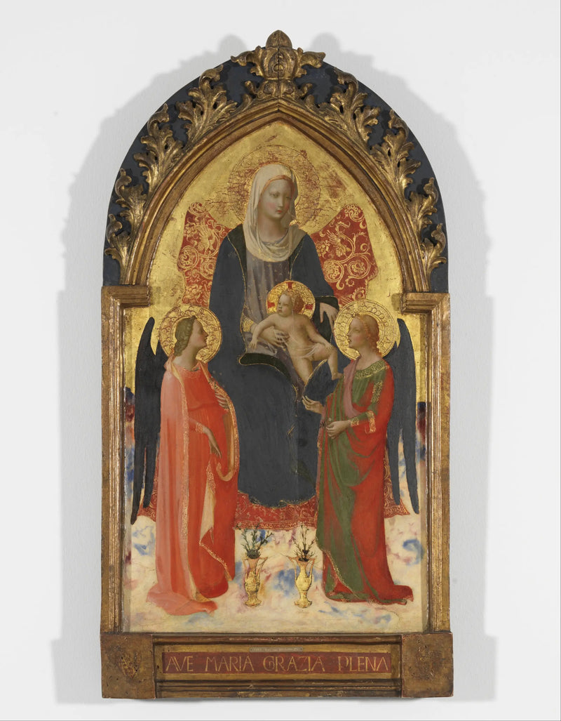 Neitsyt lapsen kanssa kahden enkelin kanssa - Fra Angelico