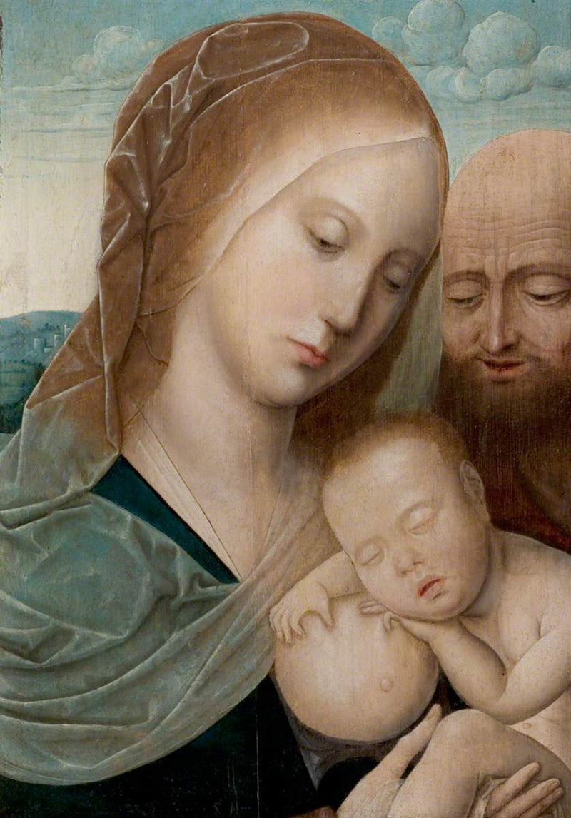 Neitsyt ja lapsi pyhimys Joos van Cleve kanssa