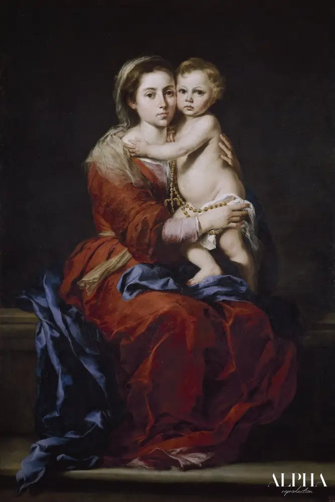 Vierge à l'Enfant avec un chapelet - Bartolomé Esteban Murillo - Reproductions de tableaux et peintures haut de gamme