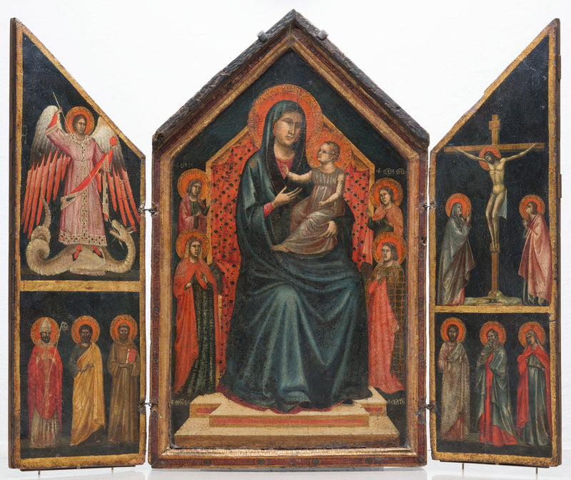 Neitsyt Jeesus-lapsen valtaistuin, ympärillään pyhät Lucia, Margareta, Maria Magdaleena ja Katariina Aleksandriasta - Pyhän Cecilia mestari
