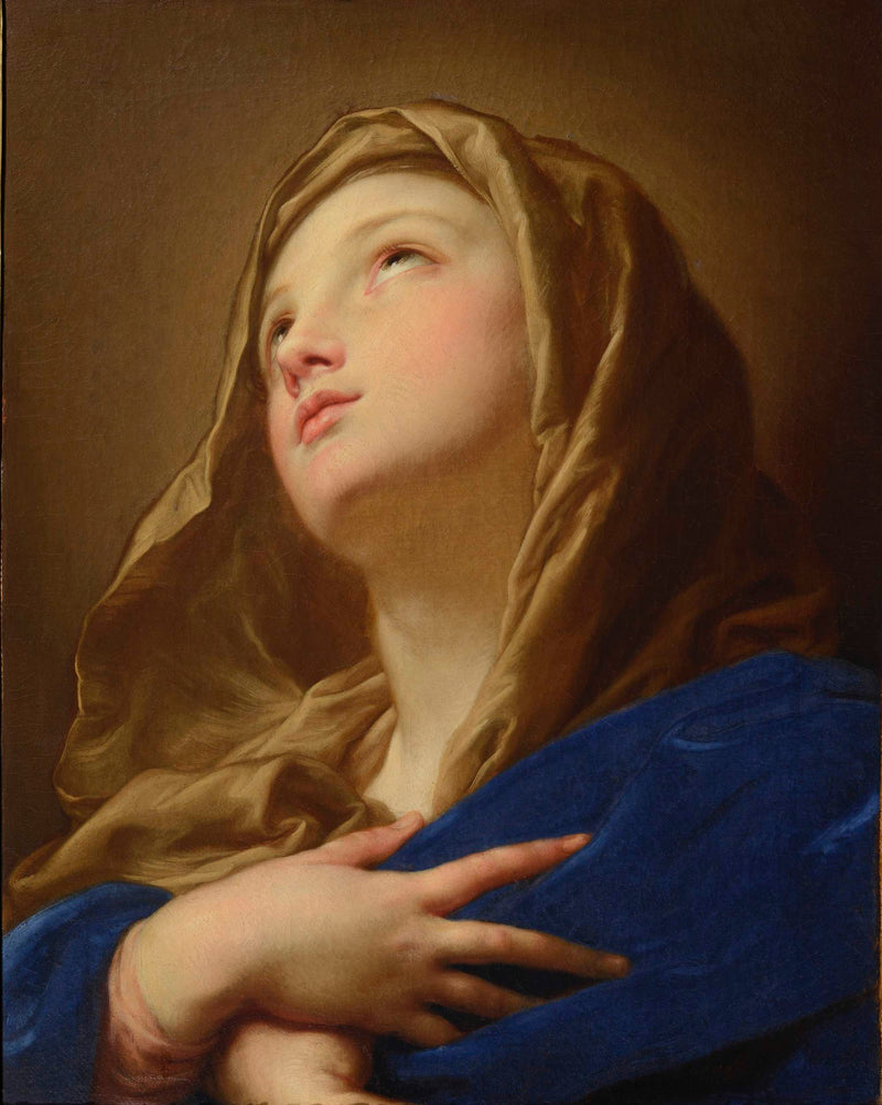 Rintakuva neitsyt, kädet ristissä rinnan päällä - Pompeo Batoni