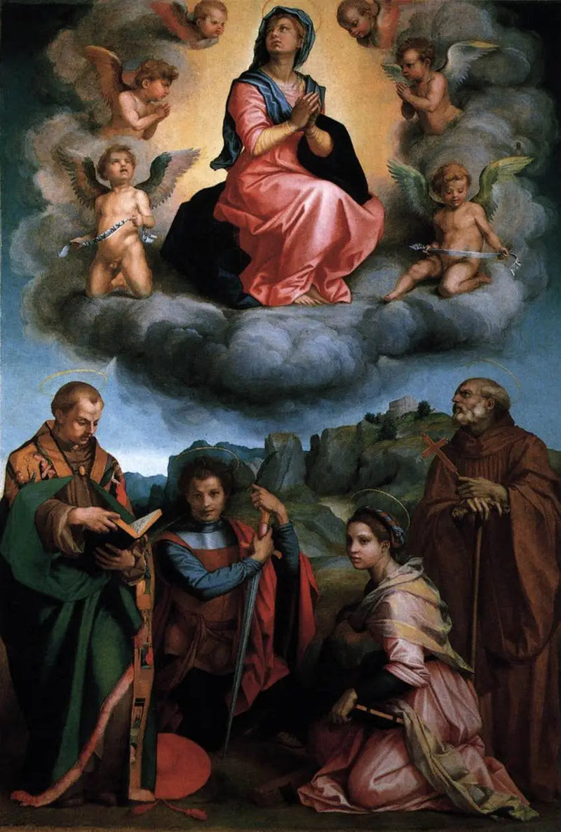 Kirkasädeinen Neitsyt ja neljä pyhimystä (Andrea del Sarto) - Andrea del Sarto
