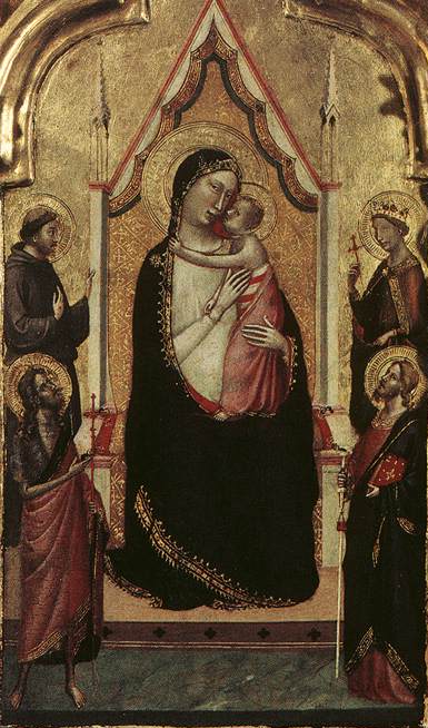 Neitsyt ja Vauva istuessaan pyhäin kanssa - Bernardo Daddi