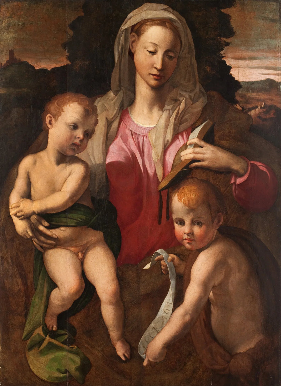 Neitsyt ja lapsi pyhimys Johannes Kastaja kanssa. - Bronzino