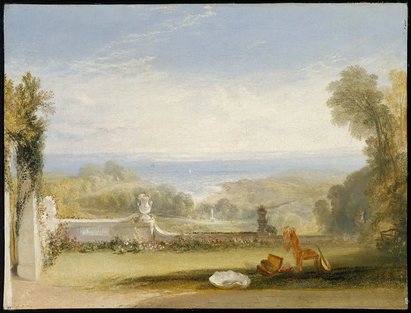 Näkymä terassilta Nitonin huvilalta, Wightin saari, naisen luonnoksista - J. M. W. Turner