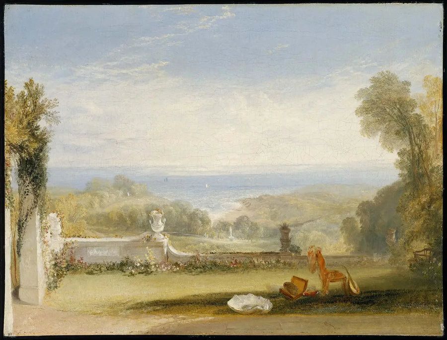 Näkymä terassilta Nitonin huvilalta, Wightin saari, naisen luonnoksista - J. M. W. Turner