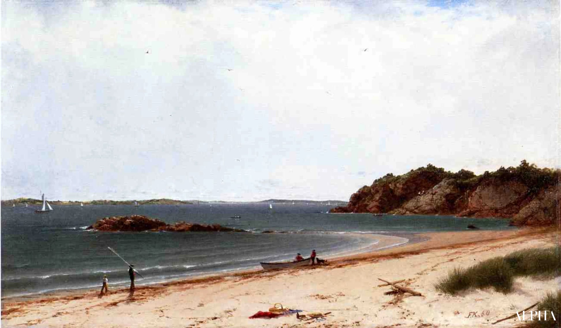 Näkymä Beverlyn rannalta, Massachusetts - John Frederick Kensett - Korkealaatuiset taulujen ja maalauksien reproduktiot