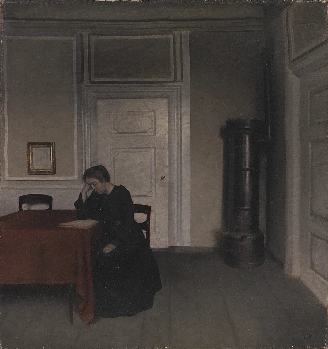 Intérieur à Strandgade avec l’épouse de l’artiste, peinture de Vilhelm Hammershøi