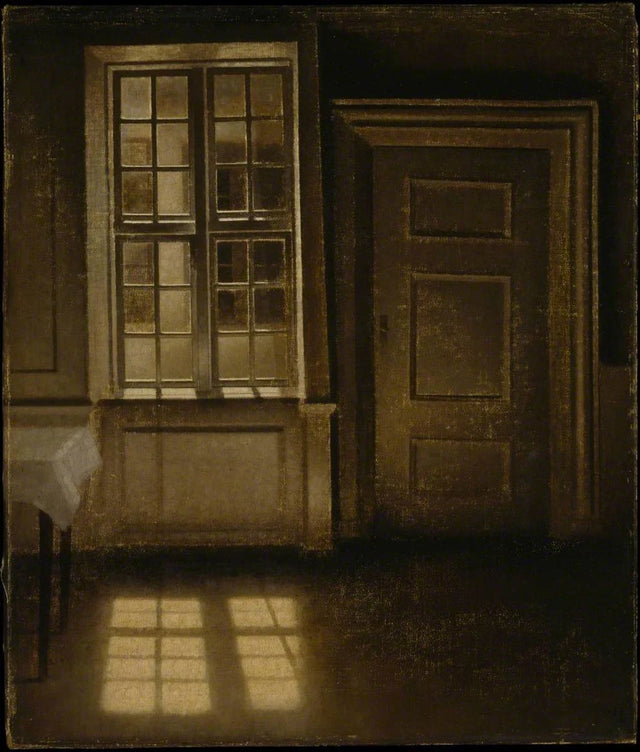Sisätila, aurinko maassa - Vilhelm Hammershøi