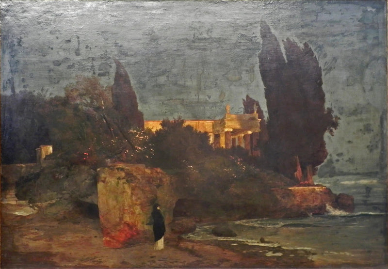 Villa meren rannalla, versio I - Arnold Böcklin
