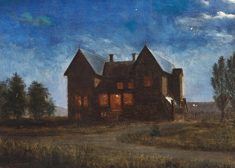 Villa yöllä kuunvalossa. - Peder Severin Krøyer