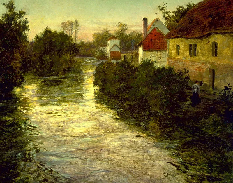 Kylä puron varrella - Frits Thaulow