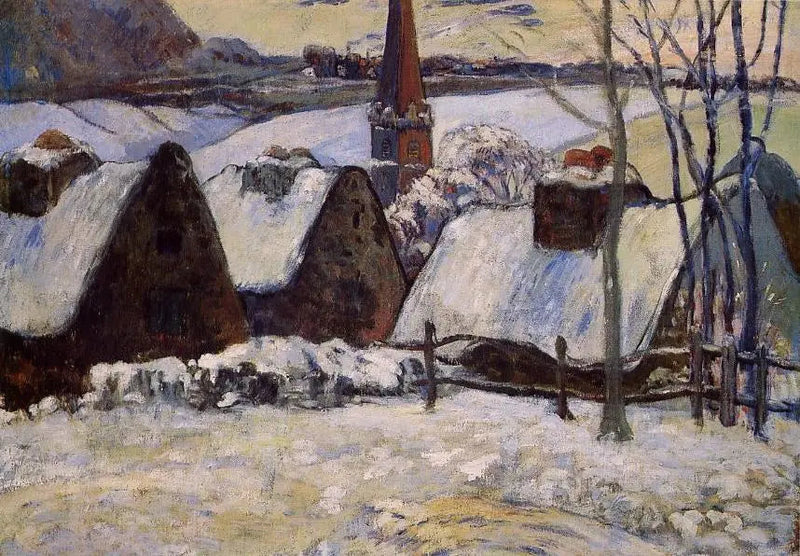 Bretagnalainen kylä lumessa - Paul Gauguin