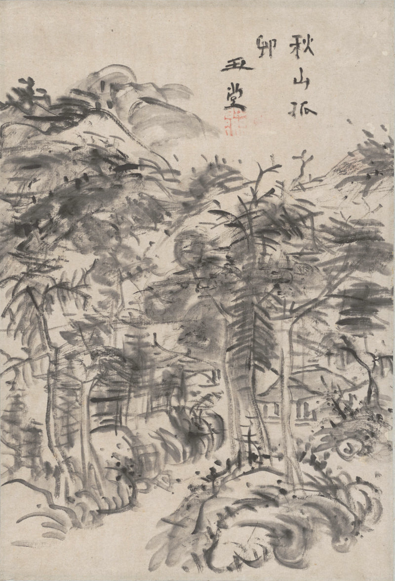 Village isolé dans les montagnes d’automne - Uragami Gyokudō