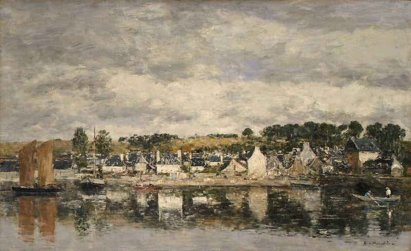 Kylä joen varrella - Eugène Boudin