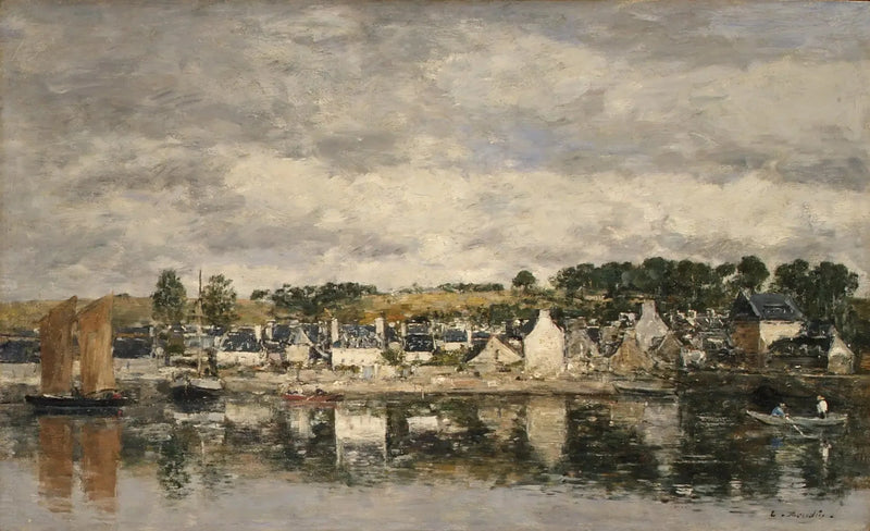 Kylä joen varrella - Eugène Boudin
