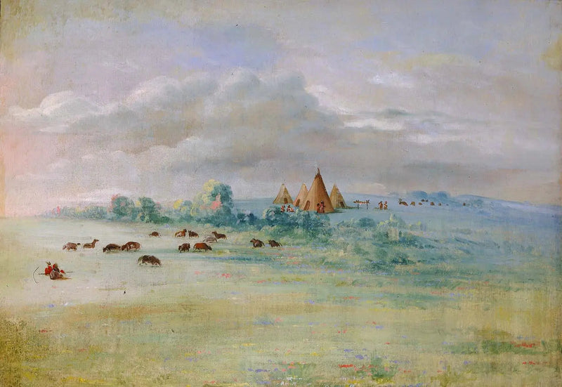 Village Sioux, Calhoun-järvi, lähellä Fort Snelling - George Catlin
