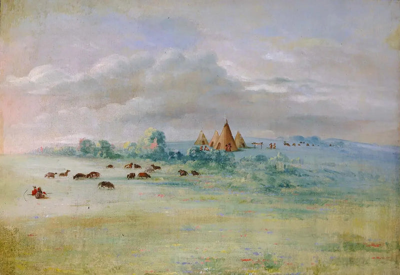 Village Sioux, Calhoun-järvi, lähellä Fort Snelling - George Catlin