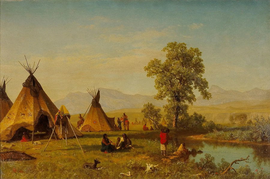 Siouxin kylä Fort Laramien lähellä - Albert Bierstadt