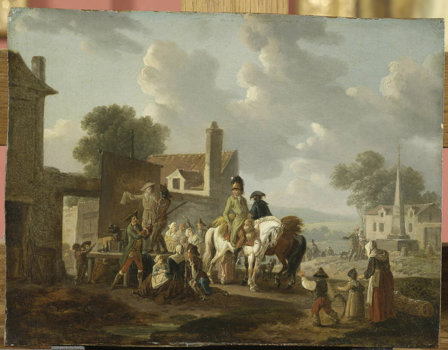 Villageois et cavaliers regardant la pantomime - Philibert-Louis Debucourt