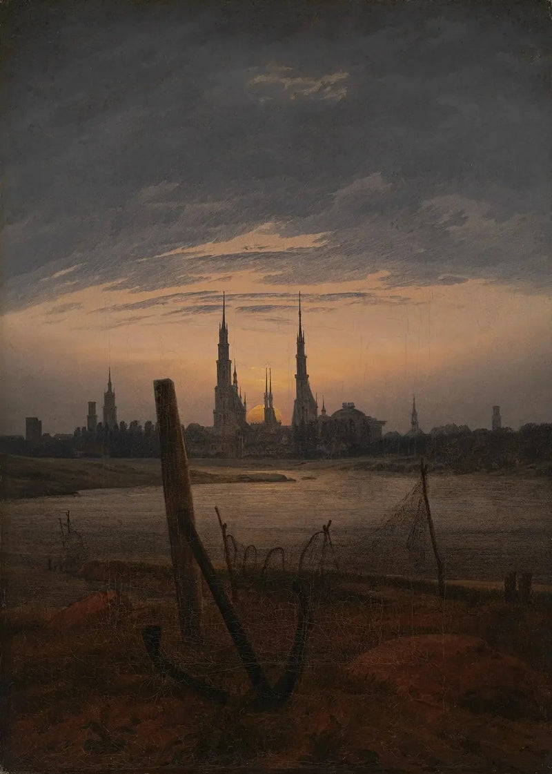 Kaupunki kuu nousussa - Caspar David Friedrich
