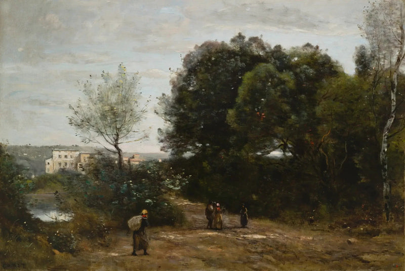 Ville-d'Avray : Polku lammen rannalla - Jean-Baptiste Camille Corot