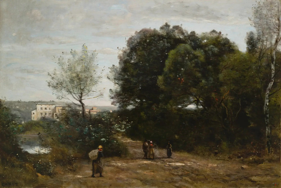 Ville-d'Avray : Polku lammen rannalla - Jean-Baptiste Camille Corot
