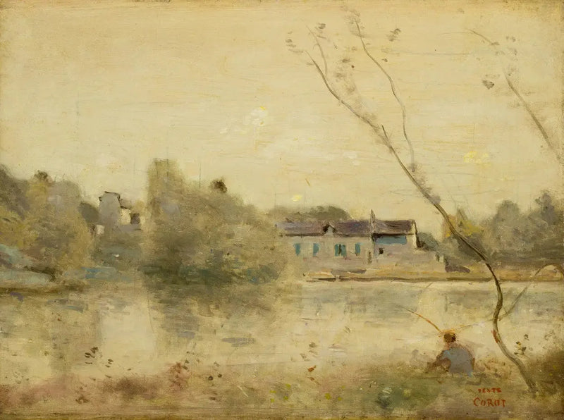 Ville-d'Avray. The pond, pienet puut kaltevina etualalla - Jean-Baptiste Camille Corot