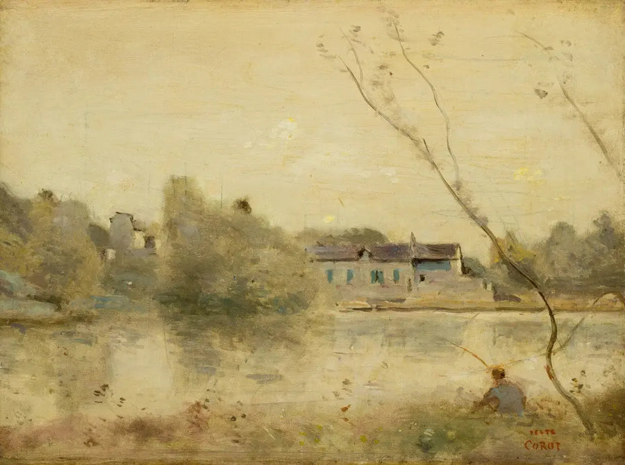 Ville-d'Avray. The pond, pienet puut kaltevina etualalla - Jean-Baptiste Camille Corot