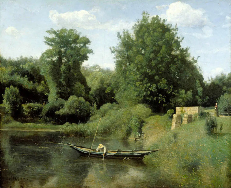 Ville-d'Avray. Kalastaja sulun lähellä - Jean-Baptiste Camille Corot