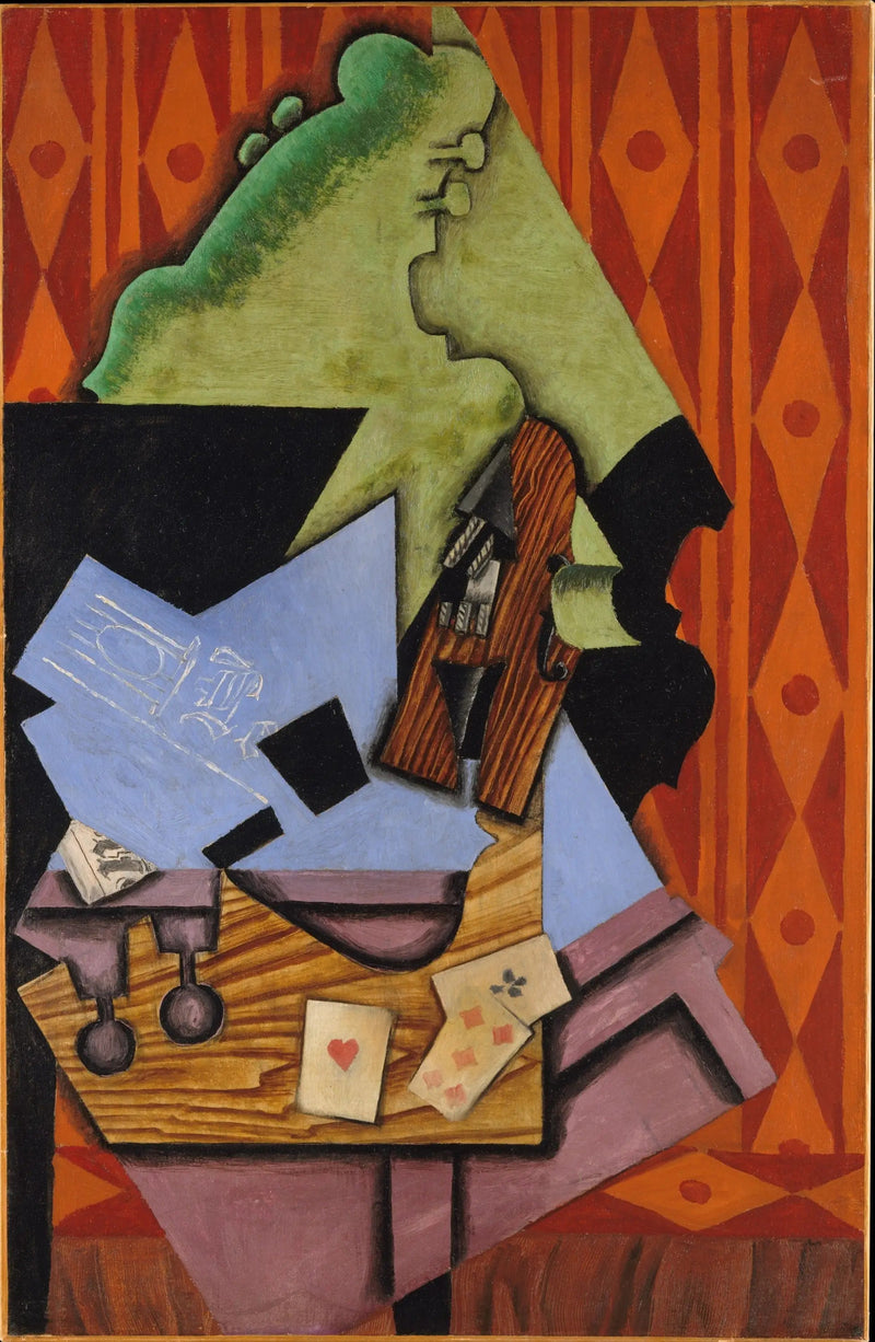 Viulu ja pelikortit pöydällä - Juan Gris