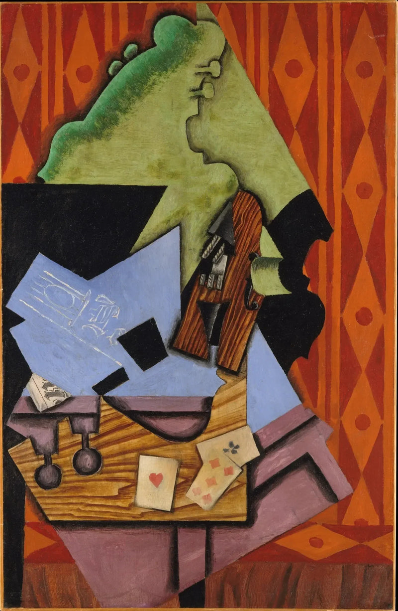 Viulu ja pelikortit pöydällä - Juan Gris